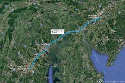 The route from Philadelphia to Washington