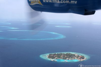 Flight over the Maldives