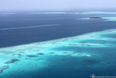 Flight over the Maldives