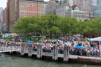 The queue at Battery Park