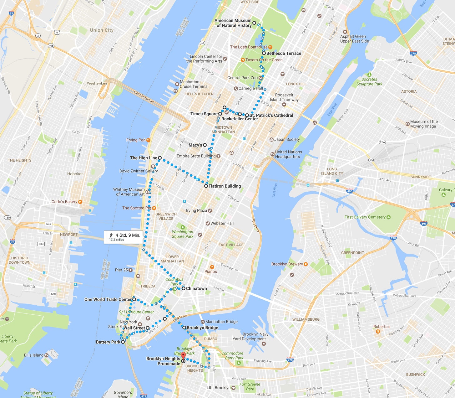 New York, Walking Tour, Auf eigene Faust, Route, An einem Tag, Reisebericht