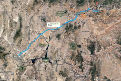The route from Las Vegas to Zion National Park
