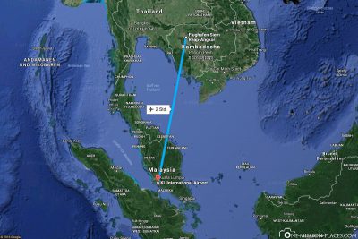 Die Flugstrecke von Seam Reap nach Kuala Lumpur