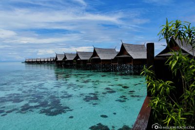 The resort's water bungalows