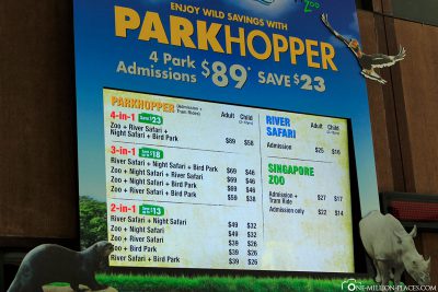 Entrance fees at Singapore Zoo