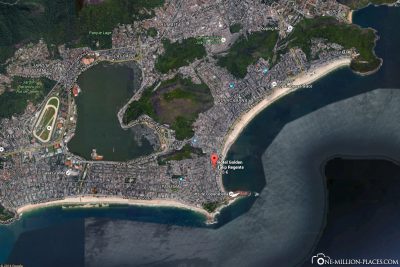 The location of our hotel on the Copacabana
