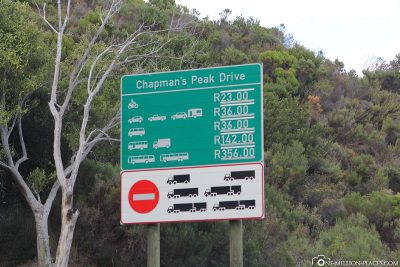 Der Eintritt für den Chapman’s Peak Drive