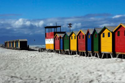 The colourful beach houses in Muizenberg