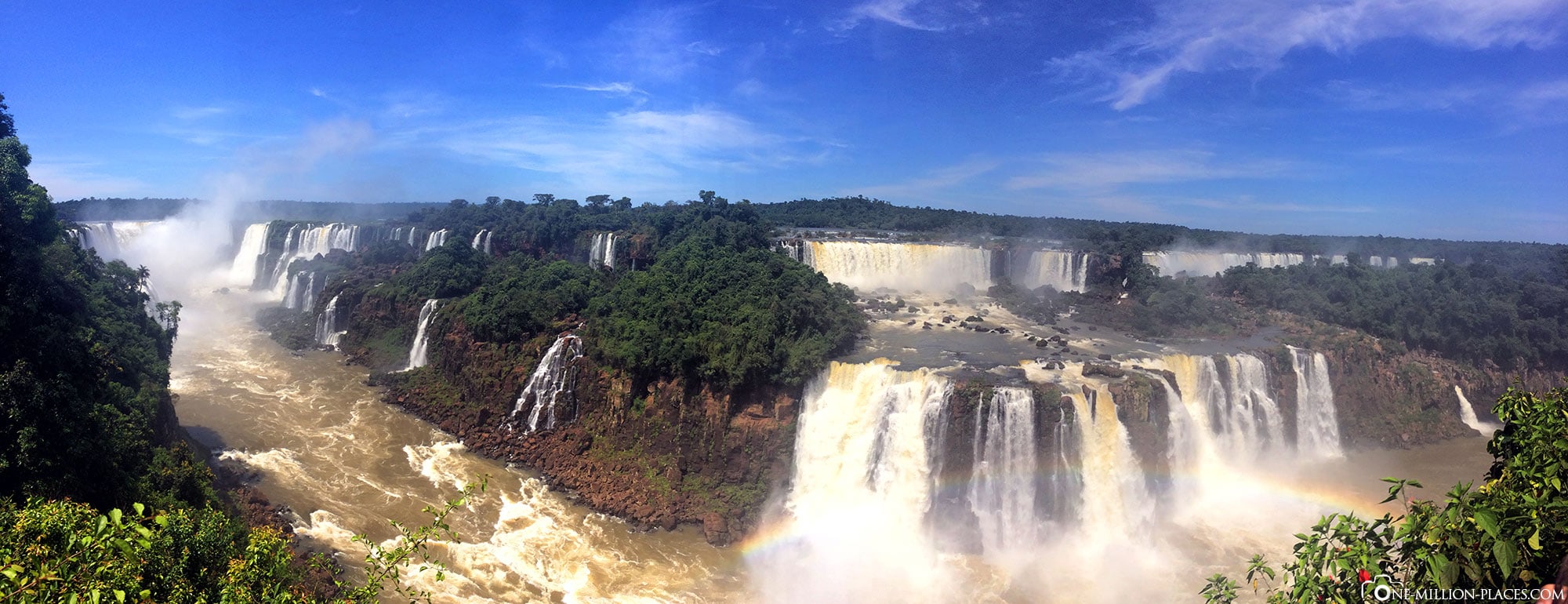 Panoramabild der Iguazu Wasserfälle