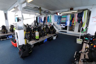 The space for the diving equipment