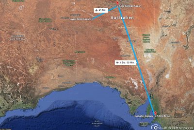 Unser Flug von Ayers Rock nach Adelaide