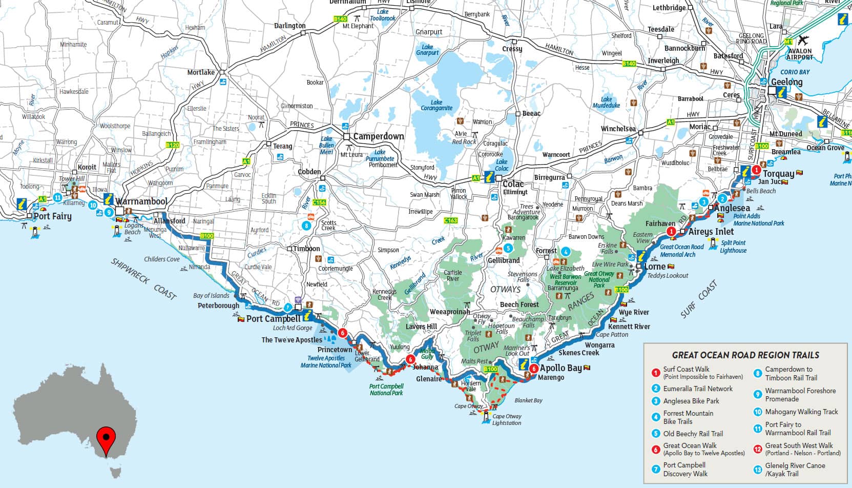 Great Ocean Road, Australia, Map, Plan, Travelreport