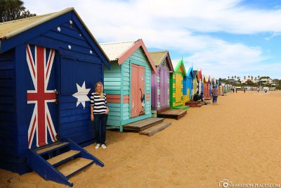 The colourful bathhouses on the beach