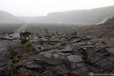 Der erkaltete Lavasee des Kilauea Iki Kraters