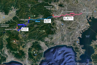 The rail links from Tokyo to shibazakura festival