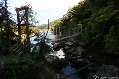 Suspension bridge over the lagoon