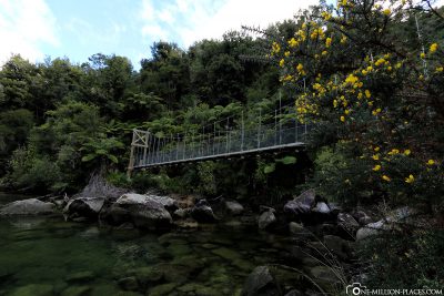 Suspension bridge over the lagoon