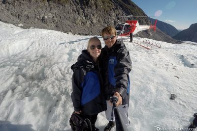 Landing on the glacier