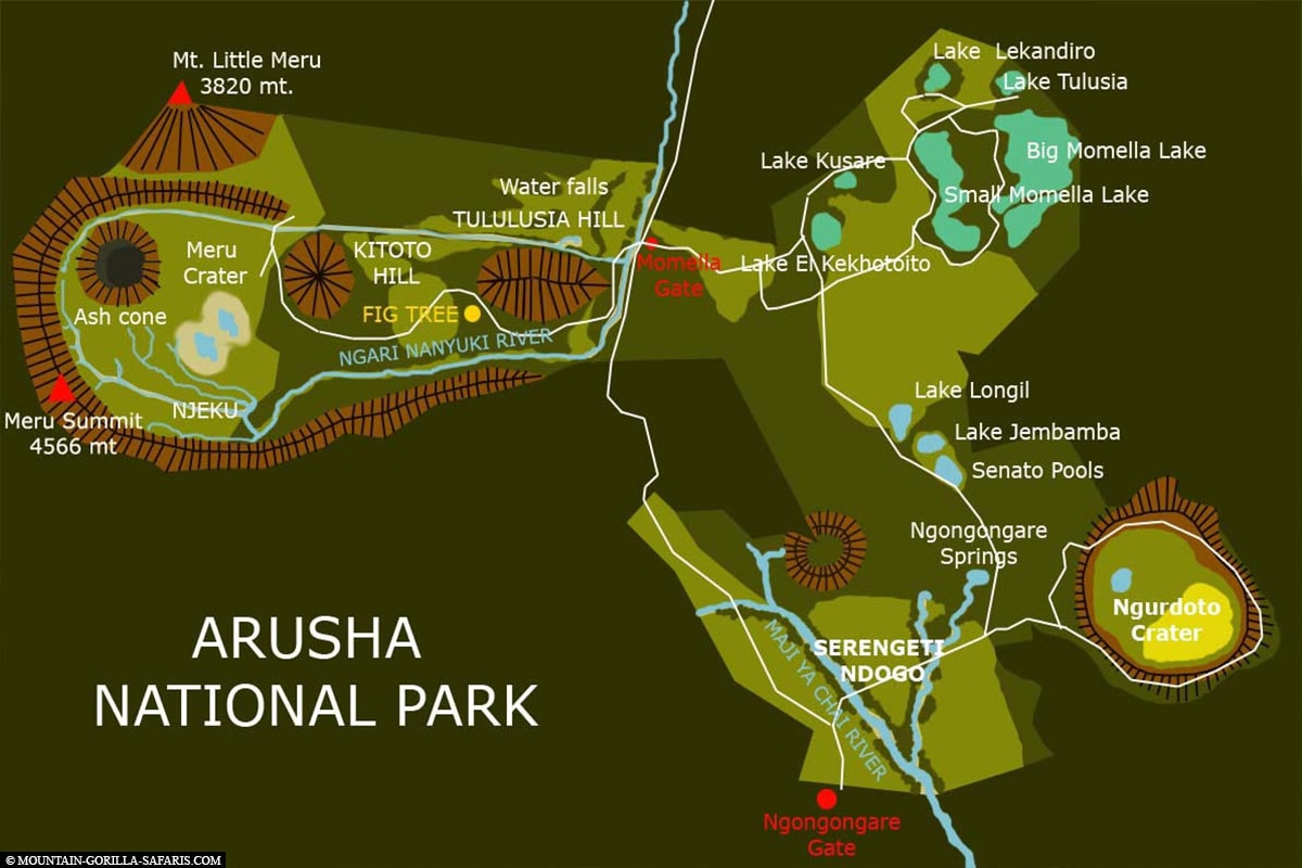 Karte, Plan, Arusha Nationalpark, Safari, Tour, Tansania, Reisebericht