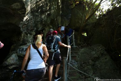Ascent to the cave entrance