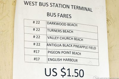 Die Preise für die Busfahrt