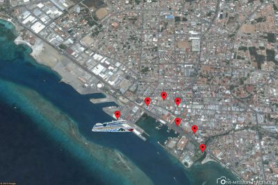 Eine Karte der Sehenswürdigkeiten von Oranjestad