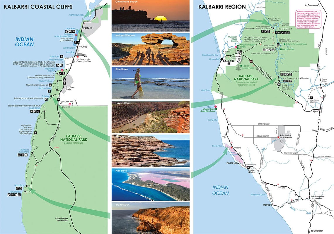 Map, Plan, Kalbarri National Park, Australia, State of Western Australia, On Your Own, Travelreport