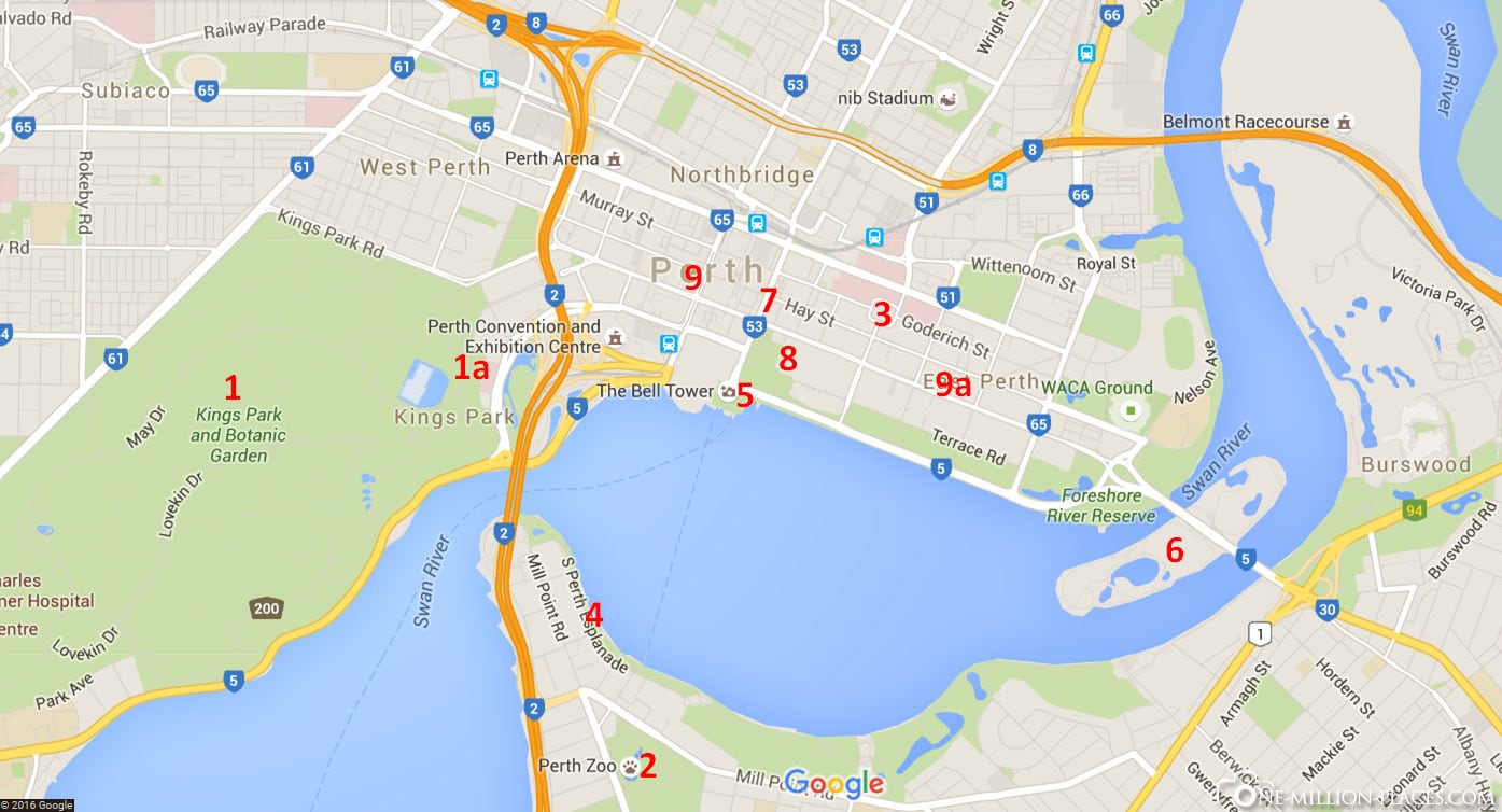 Map, Perth, Australia, State of Western Australia, On Your Own, Travelreport
