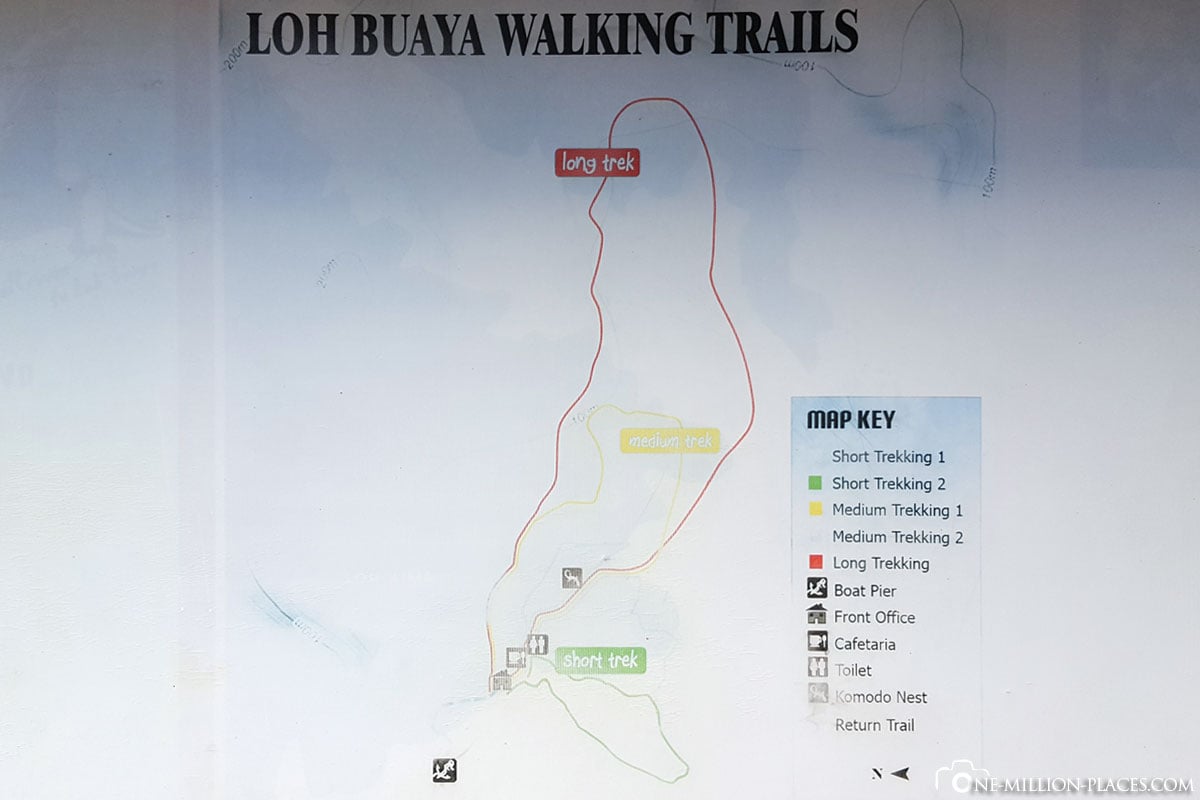Wanderwege, Karte, Komodo Nationalpark, Insel Rinca, Indonesien, Rintja, Reisebericht