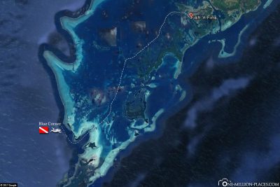 Die Lage der Blue Corner in Palau