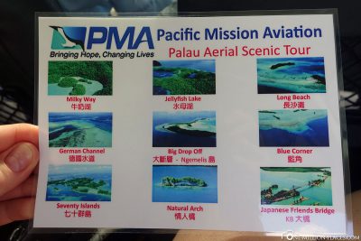 The flight route via Palau