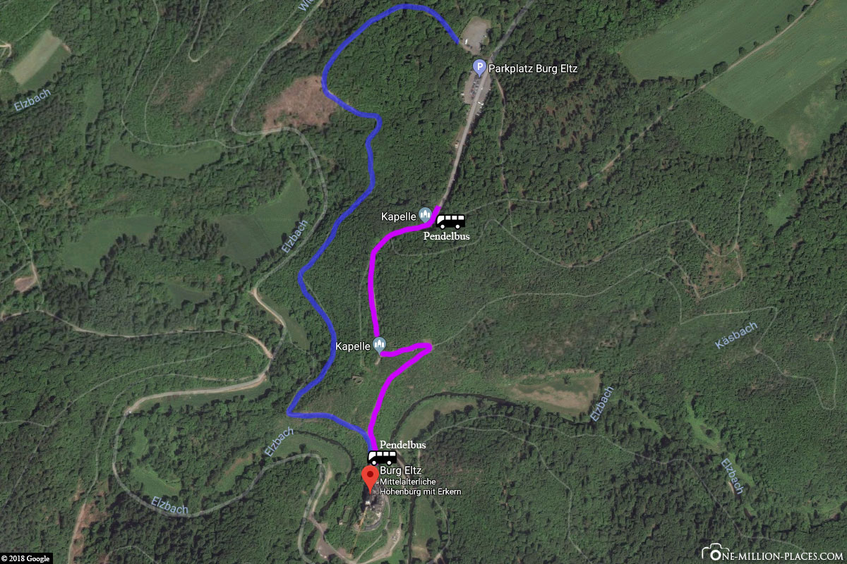 Eltz Castle, Hiking Trail, Footpath, Shuttle Bus, Road, Map