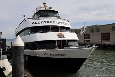 A ship from Alcatraz Cruises