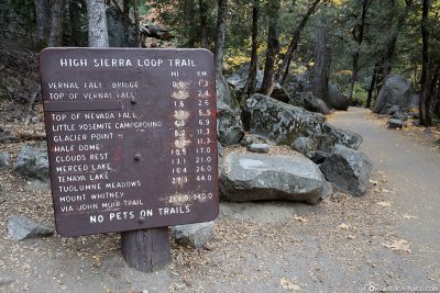 Signpost Vernal Fall & Nevada Falls