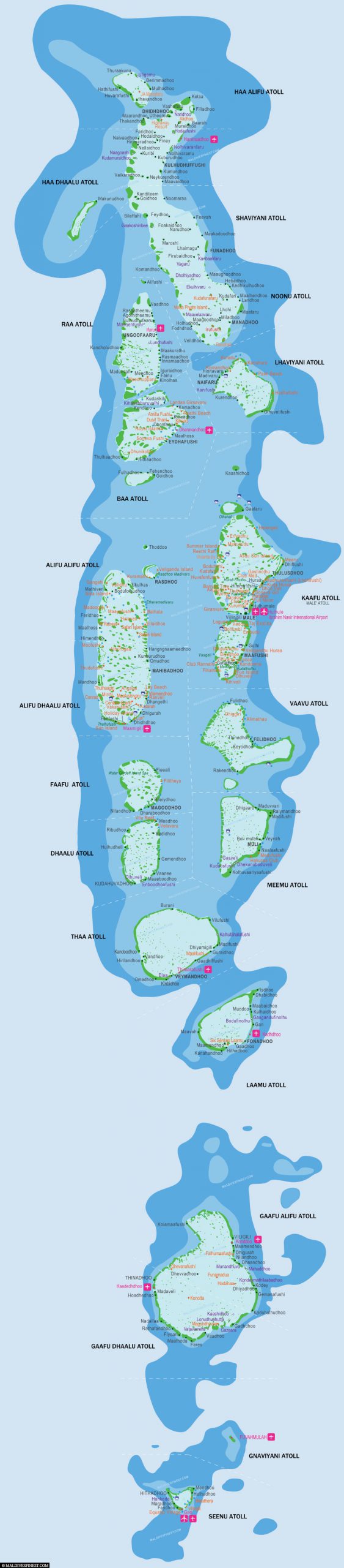Malediven, Karte, Atolle