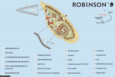 Übersichtsplan des ROBINSON Club Maldives