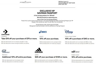 Examples of discount coupons in Simon Malls 