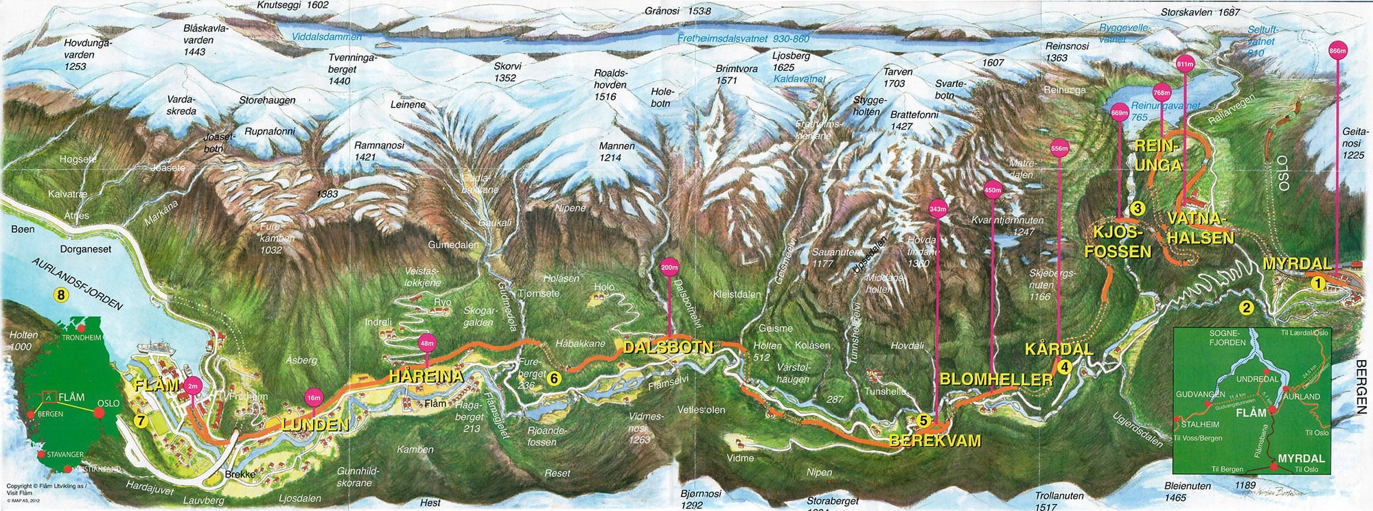 Flamsbahn, Map, AIDA Excursion, Norway