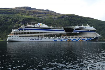 AIDAsol in the port of Geiranger