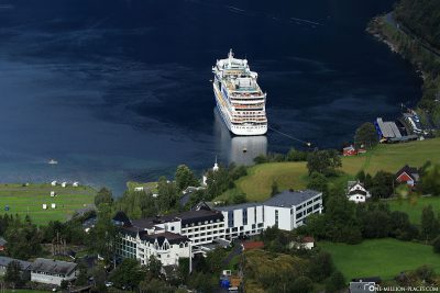 Our cruise ship AIDAsol in the port of Geiranger