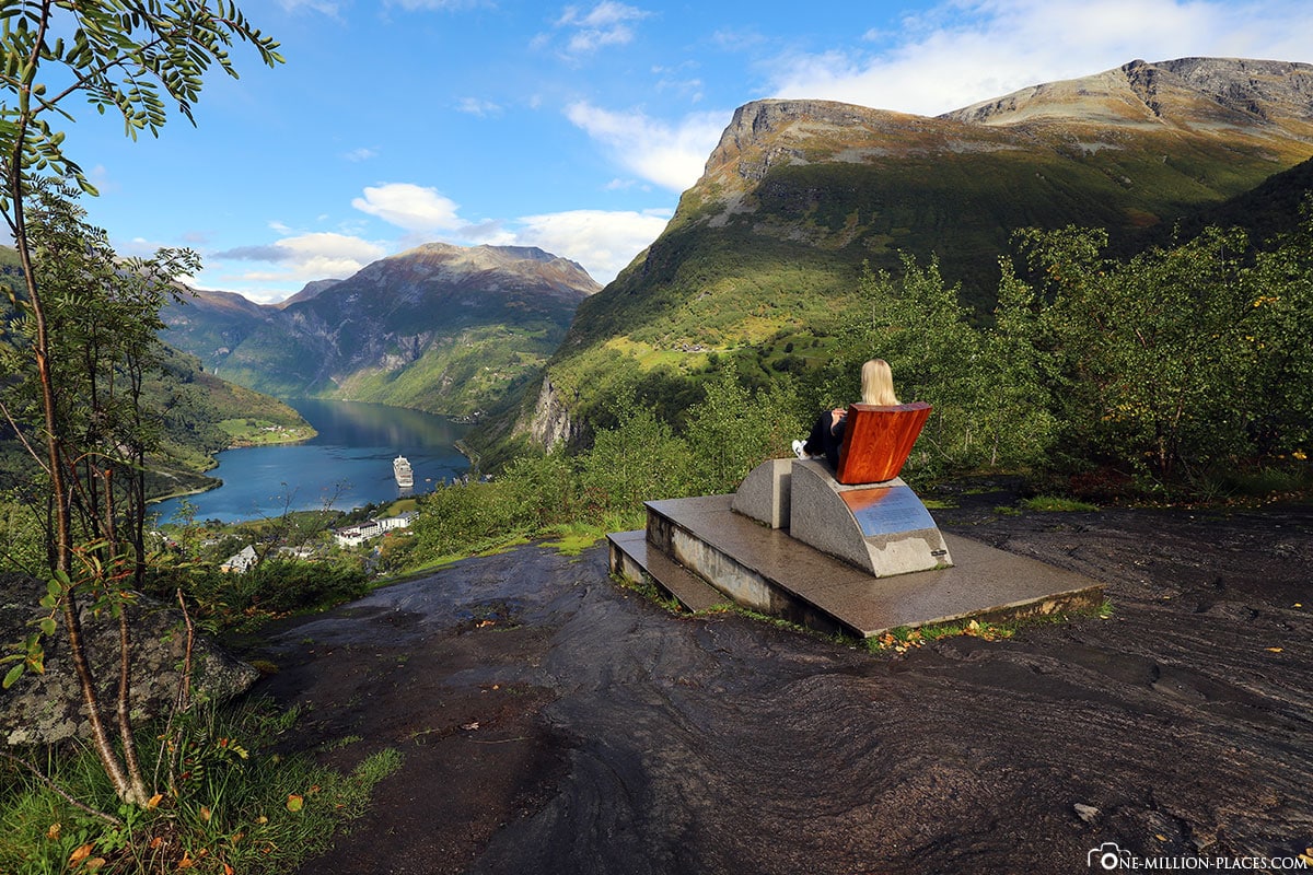 Geiranger, Flydalsjuvet, View, Chair, Geirangerfjord, Observation Deck, Fotospot, Norway