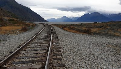 The railway line along the Seward Highway