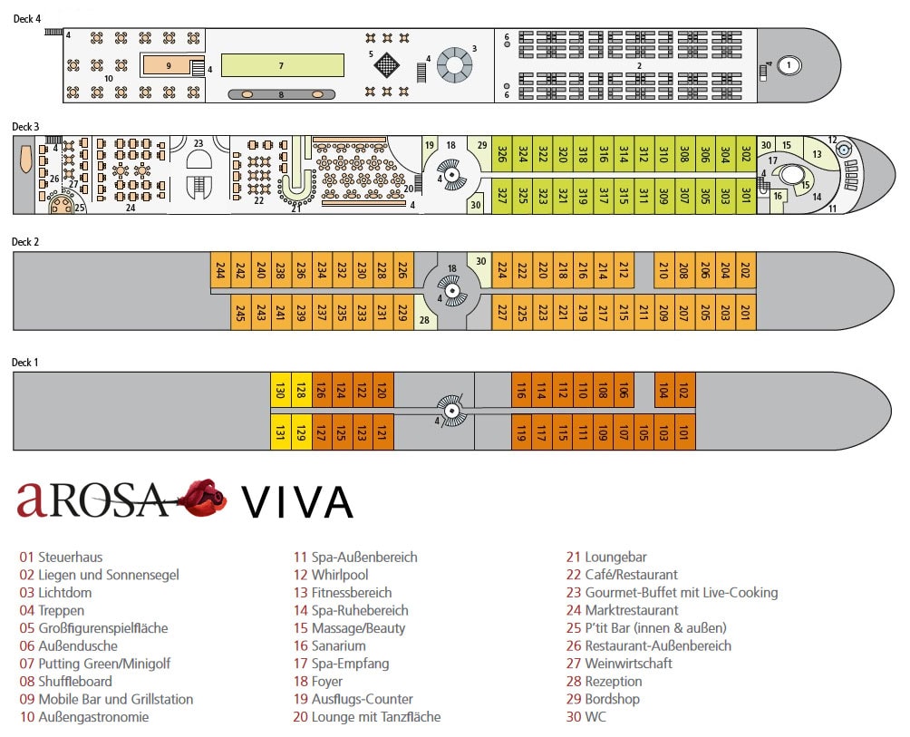 AROSA, VIVA, Plan, Distribution, Ship Map, Deck Plan, His River Cruise, France