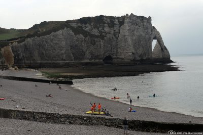 View of the beach and the cliffs