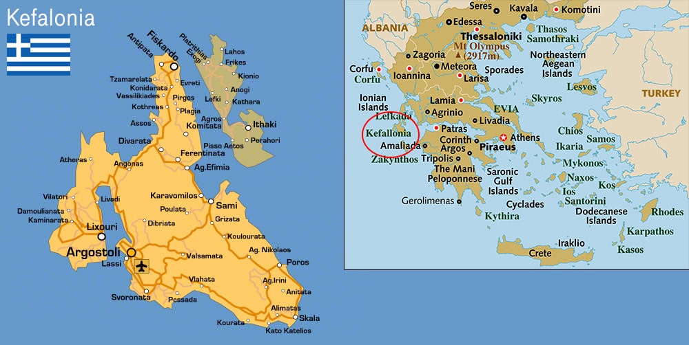Kefalonia, Karte, Map, Griechenland, Reisebericht, Inselkarte