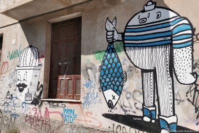 Graffiti an der Wand im Viertel Plaka in Athen