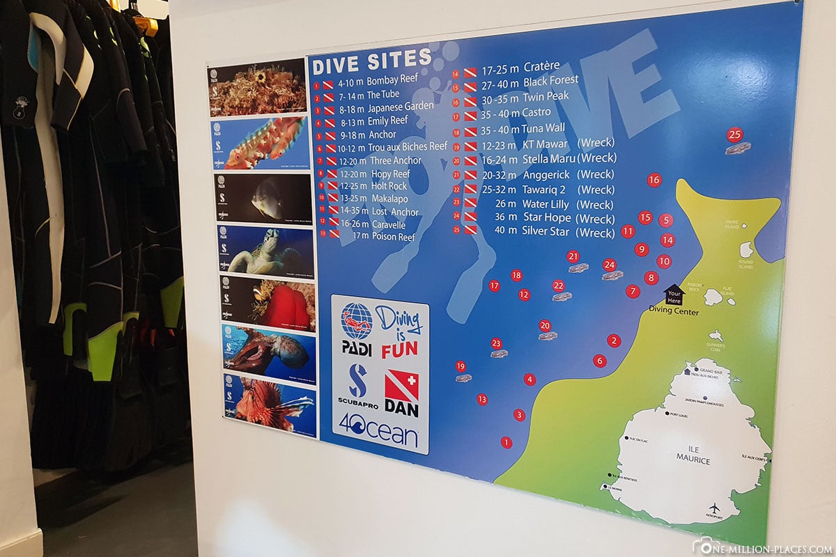 Diving, Mauritius, Diving Areas, Map, Travelreport