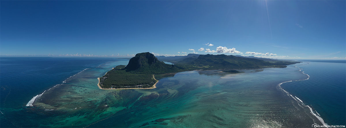 Le Morne, Unterwasser-Wasserfall, Mauritius, Drone, Panorama, Reisebericht