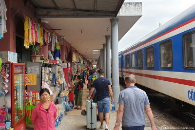 Arrival at the train station in Hue