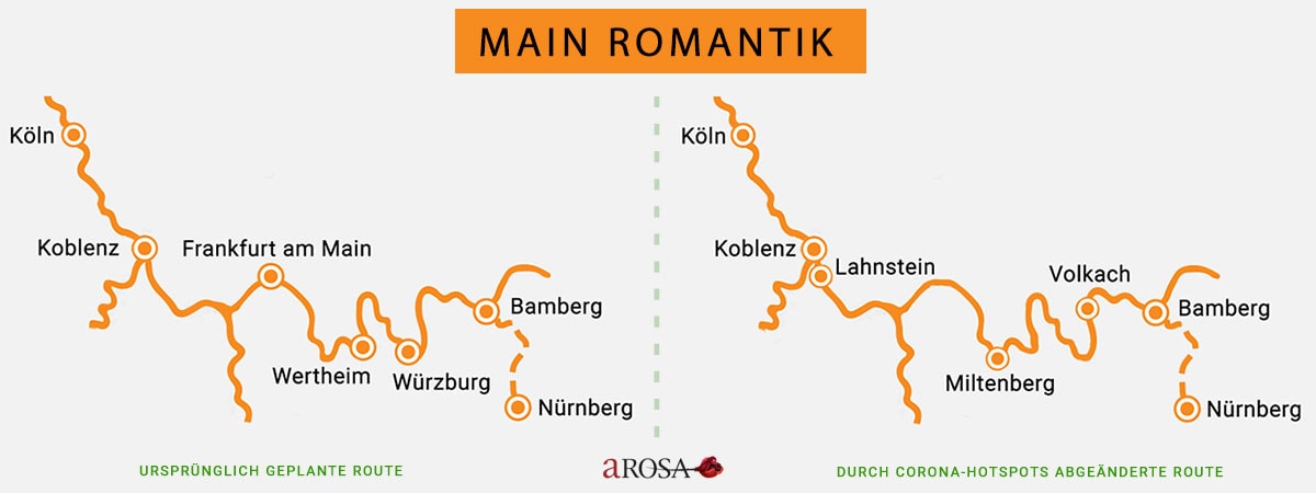 A-ROSA Main Rhein Romatik Flusskreuzfahrt Route